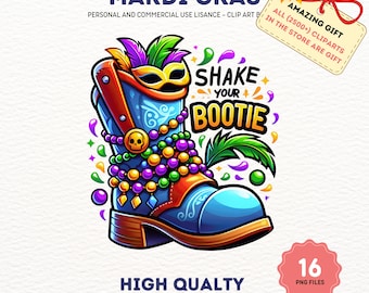 Shake your bootie Mardi Gras Clipart Set | Carnival Clipart | Masquerade Clipart | Mardi Gras Png | Instant Download Commercial Use, Digital