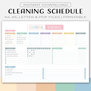 Editable Cleaning Schedule | Weekly, Monthly, Yearly Cleaning Checklist | Cleaning Tracker Planner Printable | House Chore List | Digital