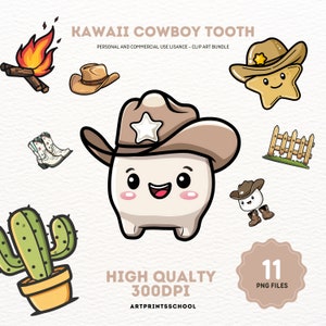 Dent de cowboy mignon Clipart, téléchargement numérique, dessins par sublimation, dent de cowboy Western Png, fée des dents Png, cow-girl Western Png dentiste Png