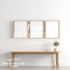 3 Frame Mockup 8x10, PSD Wall Mockup Frame, 8x10 Ratio, Boho Art Print Mockup, Poster Mockup, Scandinavische Mock up, Smart Object Mock-up