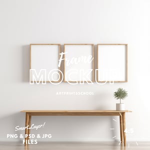 3 Frame Mockup 8x10, PSD Wall Mockup Frame, 8x10 Ratio, Boho Art Print Mockup, Poster Mockup, Scandinavian Mock up, Smart Object Mock-up zdjęcie 1