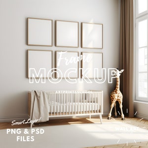 Nursery Room 6 Frame Mockup: Wall Art Display (Digital Download)