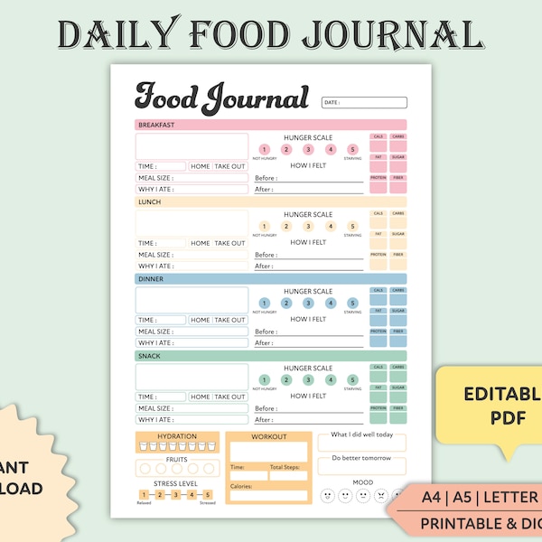 Food Journal - Etsy