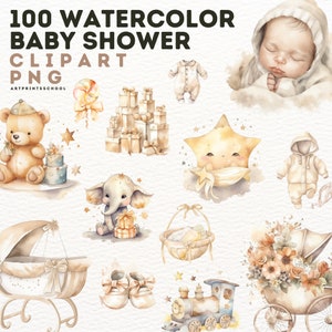 Aquarell Neugeborenen Clipart - süße Baby Tiere - Kinderzimmer Dekor - Baby Shower Art - Boho Baby Shower - Instant Download - Gender Neutral