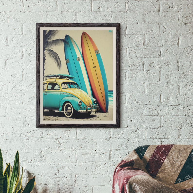 Printable Surfboards Wall Art Surfboard on the Beach High Etsy