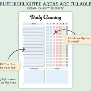 Editable Daily Cleaning Schedule, Printable Weekly Cleaning Planner ...