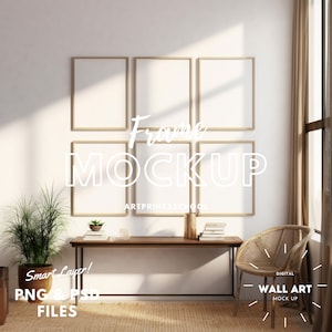 Wall Art Mockup, Set of 6 Wall Art Mockup, Wall Frame Mockup, Poster Mockup, Interior Mockup, Styled Mockup, Print Mockup, Mock Up Boho, PSD
