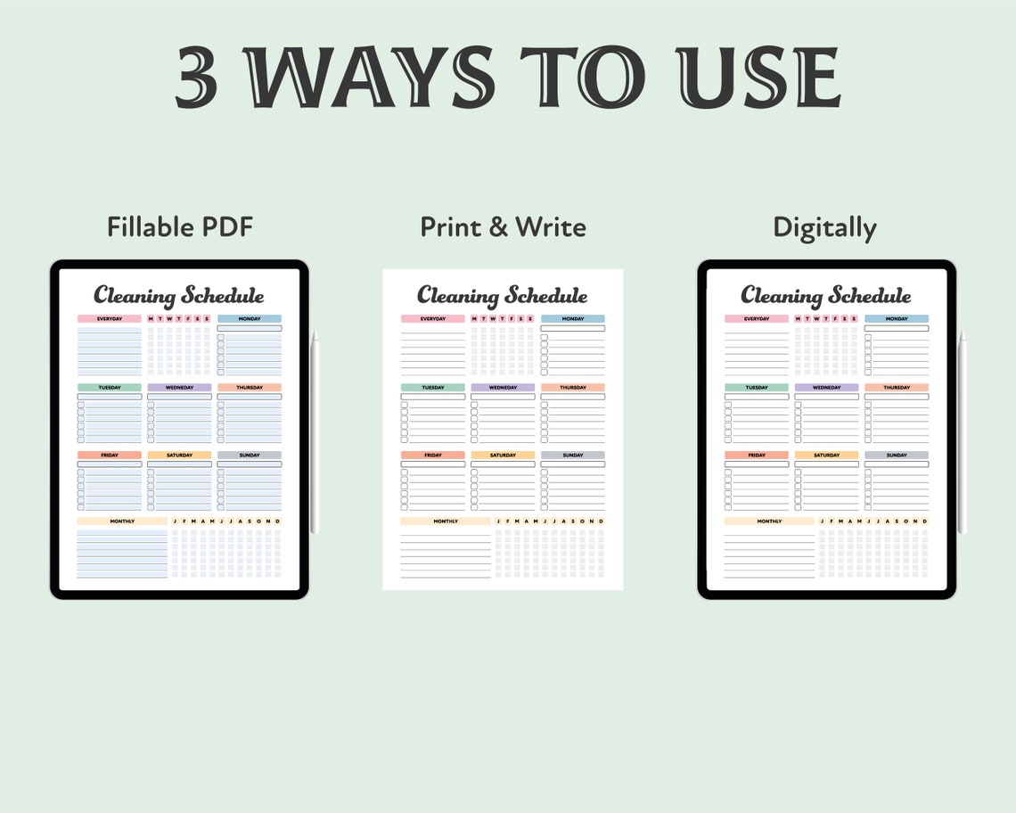 Editable Cleaning Schedule Printable Cleaning Checklist - Etsy Canada