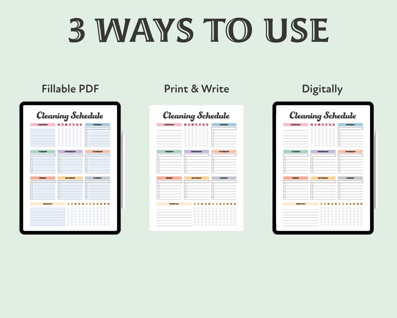 Buy Editable Cleaning Schedule: Printable Chore Chart (digital Download ...