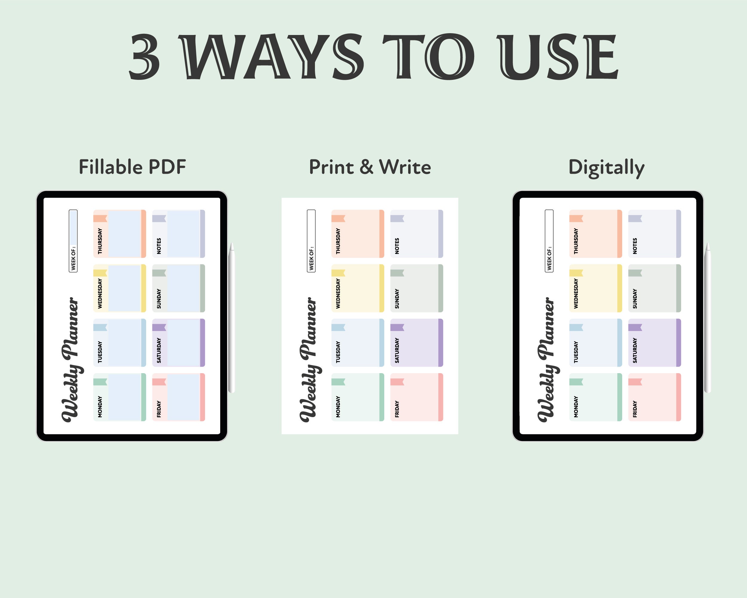 Editable Weekly Planner Printable: A4 A5 Letter Sizes (PDF) - Etsy