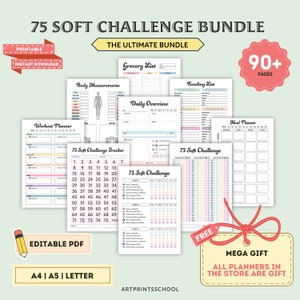 75 Soft Challenge, 75 Soft Tracker, Printable 75 Soft, 75 Days Challenge, Fitness Journal, Weight Loss Tracker, 75 Hard Challenge