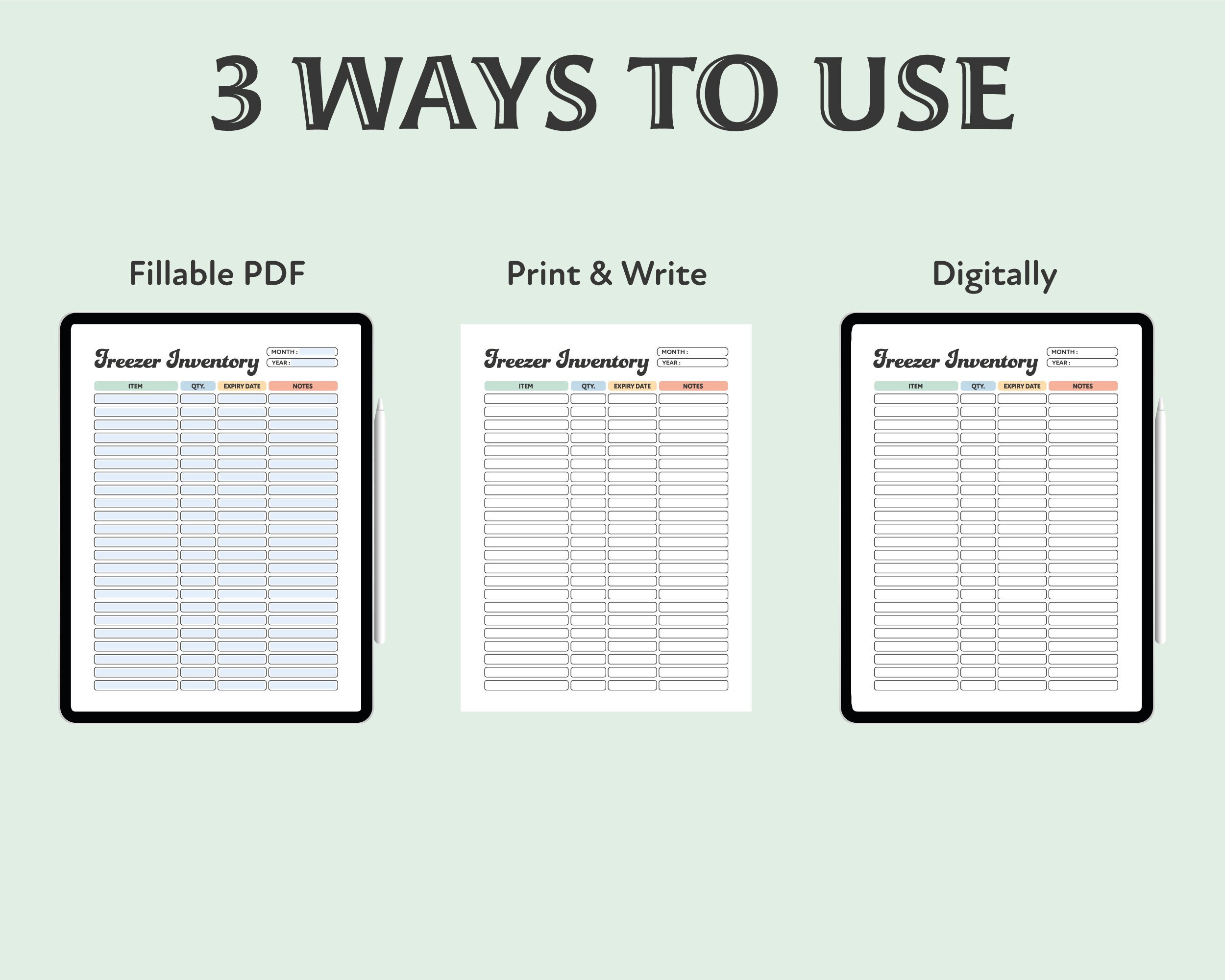Printable Food Inventory: Pantry, Fridge, Freezer, Spice Tracker ...
