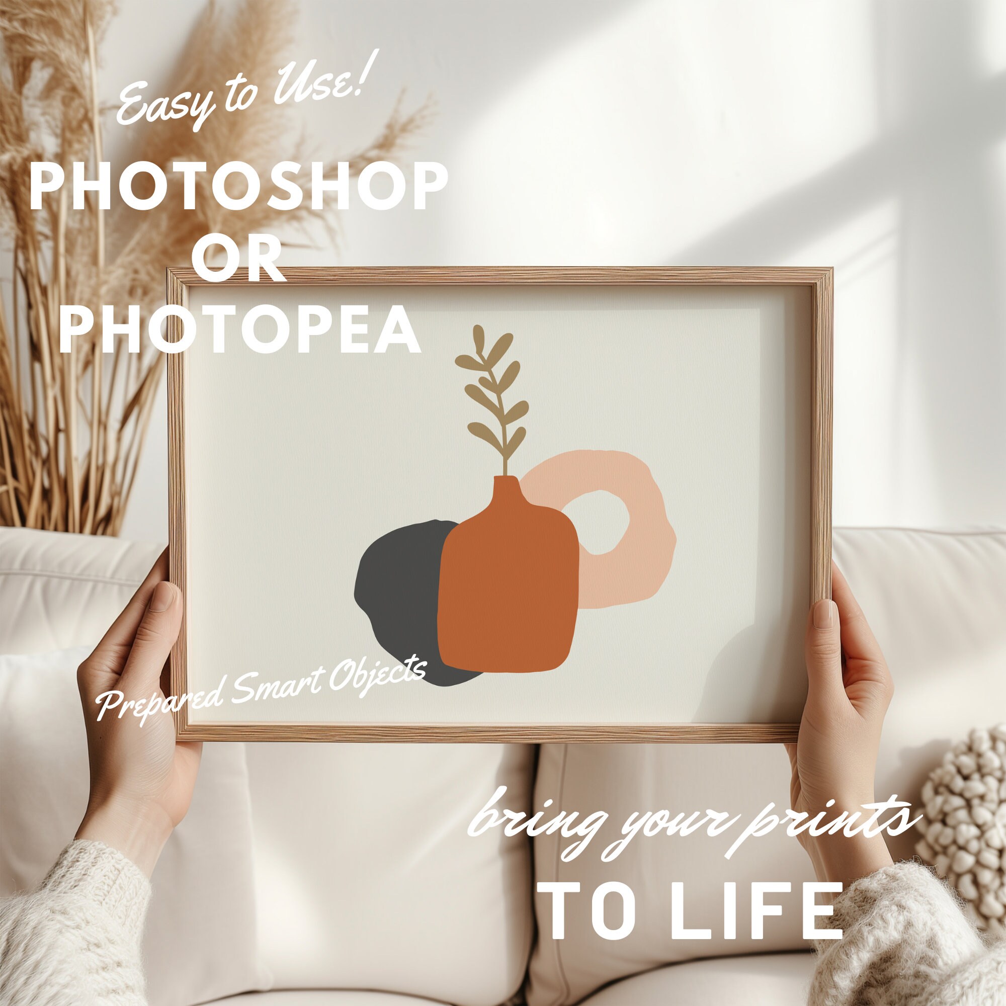 Horizontal Frame Mockup: DIN A4 Wall Art, Interior Scene (PSD) - Etsy, image size:2000x2000