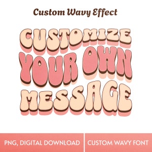 Aangepaste golvende tekst-png: retro-lettertype (digitale download)