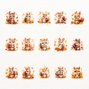 Cute Squirrels Clipart Set, 26 Autumn Animal Art, PNG, 10 Baby Animal ...