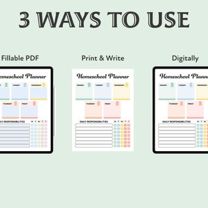 Editable Homeschool Planner, Printable, Homeschool Schedule, Weekly Planner, Homeschool Chart, Daily Routine, PDF image 4