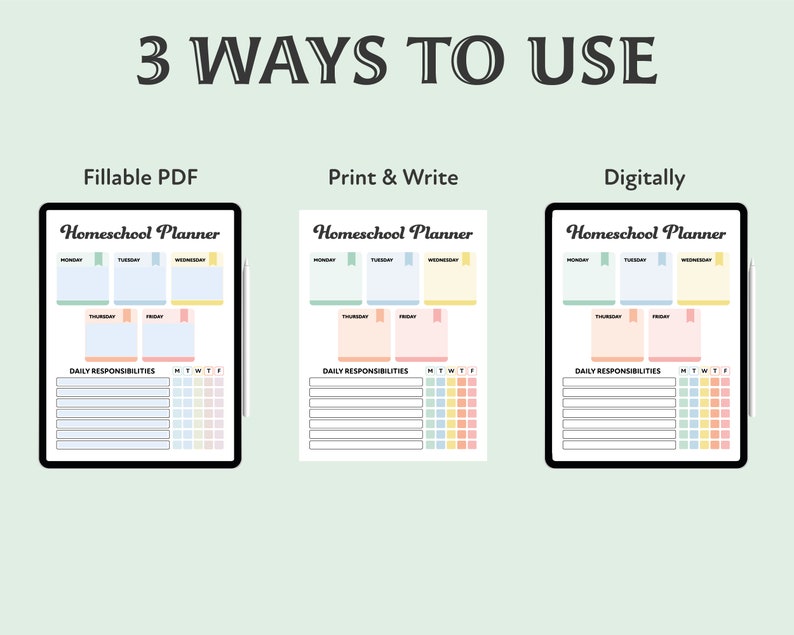 Editable Homeschool Planner, Printable, Homeschool Schedule, Weekly Planner, Homeschool Chart, Daily Routine, PDF image 4