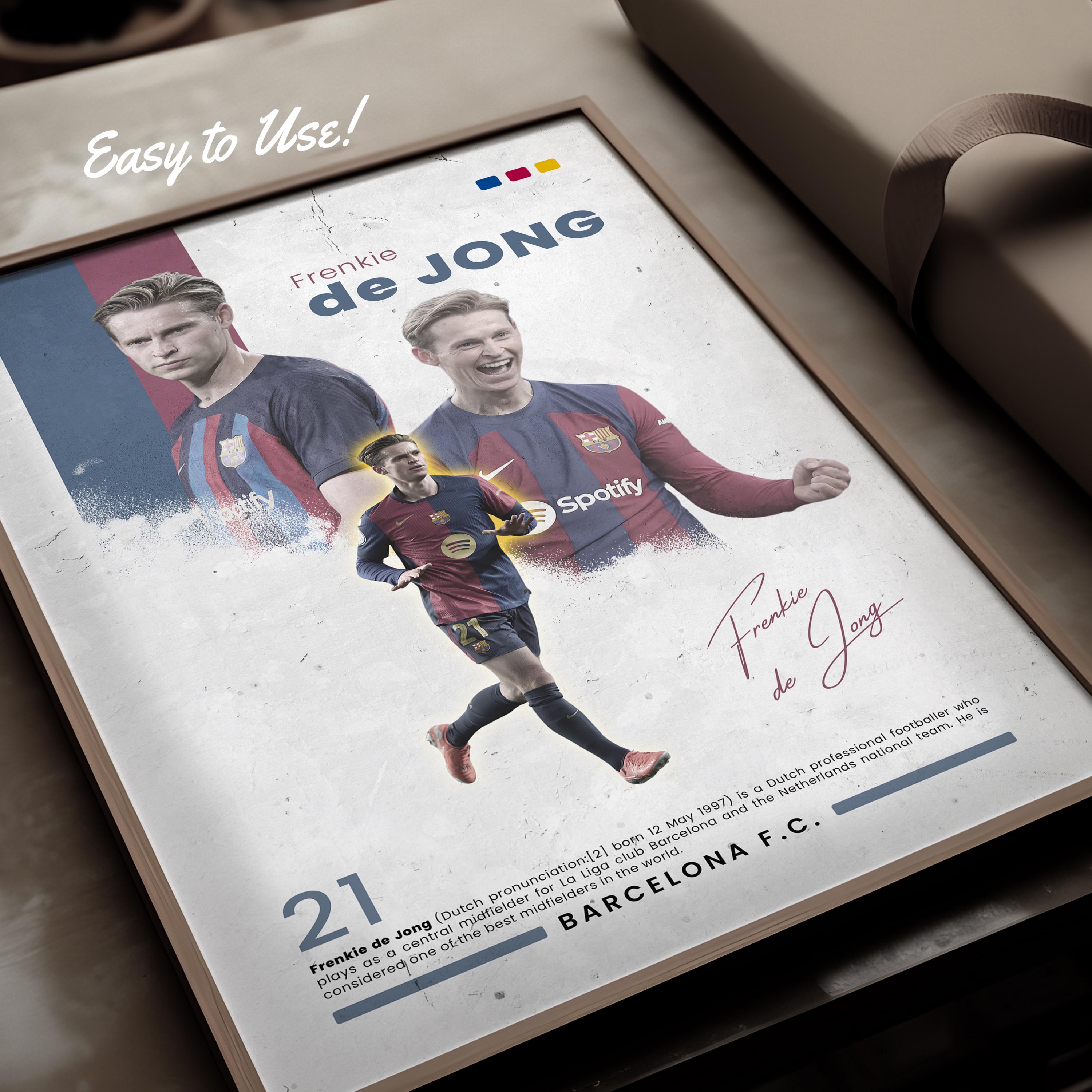 フレンキー・デ・ヨング ポスター: FC バルセロナ フットボール アート