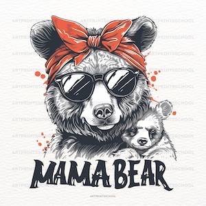 Maman bébé ours PNG, conception de chemise maman ours, cadeau fête des mères, clipart maman ours, visage de maman ours, fête des mères, cadeau pour maman, chemise bébé ours