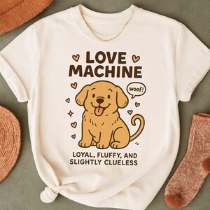 Love Machine Welpe PNG: Lustiges Golden Retriever T-Shirt Design (Digitaler Download