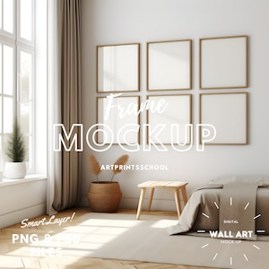 6 Bilderrahmen Mockup: Innenbild (PNG, PSD)