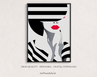 Lámina artística de mujer de moda minimalista: Decoración moderna para el hogar (descarga digital)