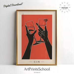 Cin Cin Print, Cheers Print, Cin Cin Poster, Cocktail Poster, Bar Cart Decor, moderne Küchenkunst, Kitchen Print, trendige Wandkunst, Wein Poster