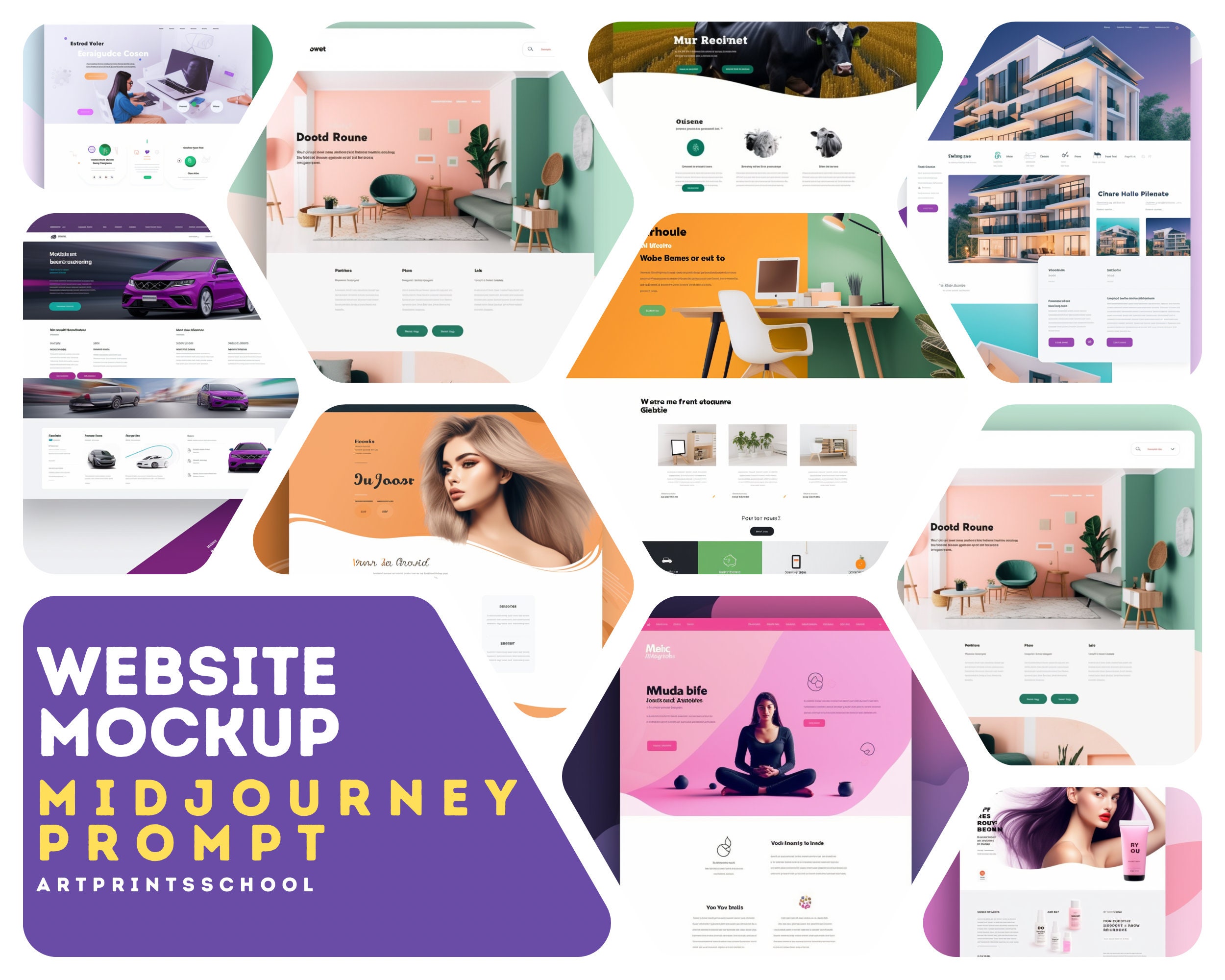 Midjourney Website Mockup Prompt Ai Art Website Template Etsy UK