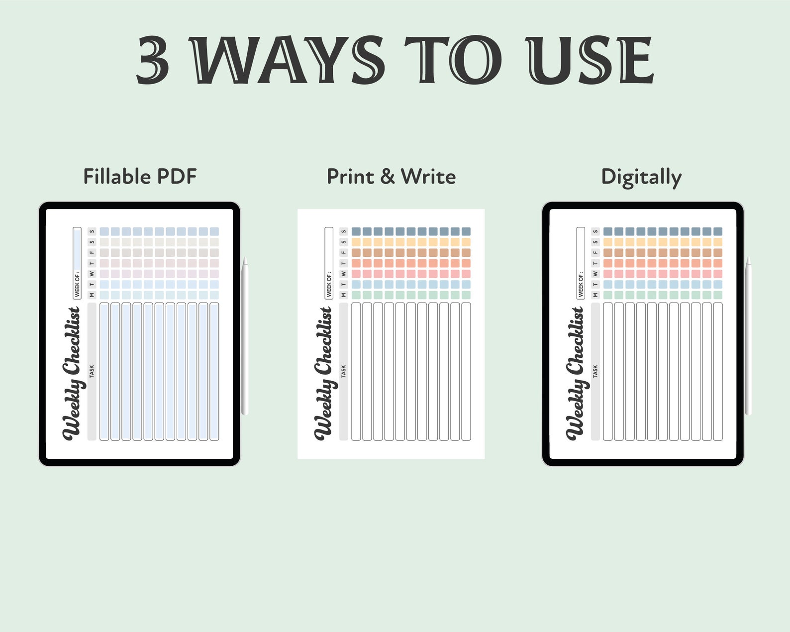 Editable Weekly Checklist Printable Weekly Planner Weekly - Etsy
