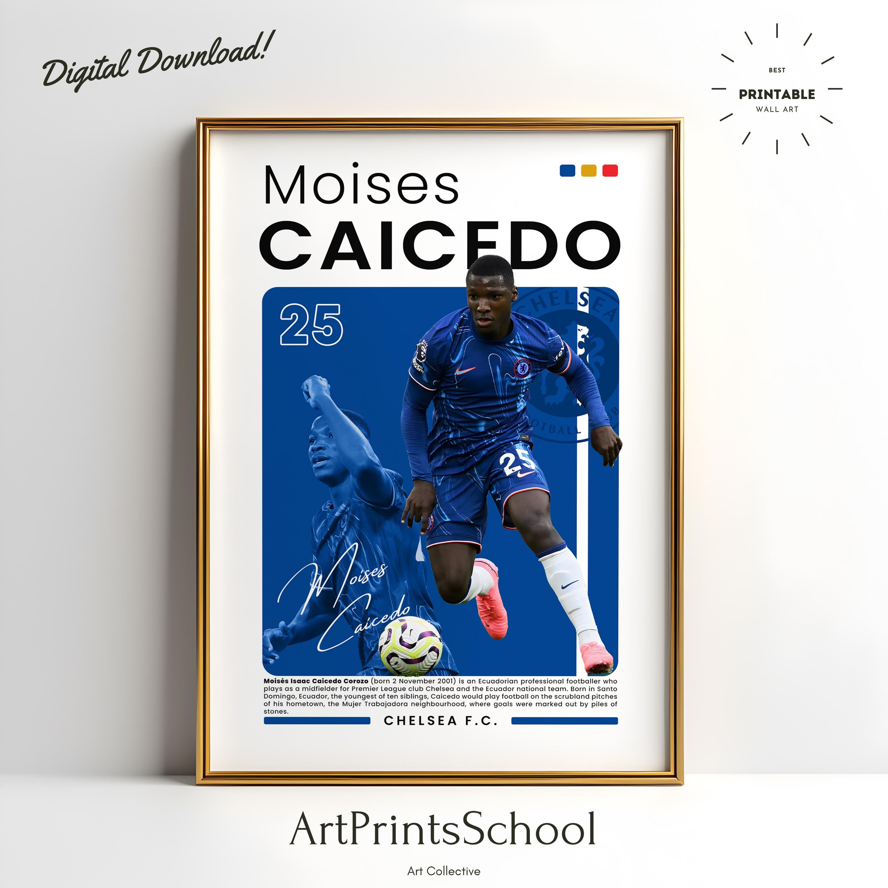 soccer. デモCD Sandal Art Moises Caicedo Chelsea FC Poster: Football Art Print (digital