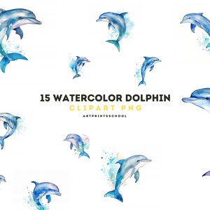 Aquarell Delfin Clipart, Delfin Kunst, Aquarell Delfine, Delfin Clipart, Tier Kunst - PNG, Instant Download, kommerzielle Nutzung