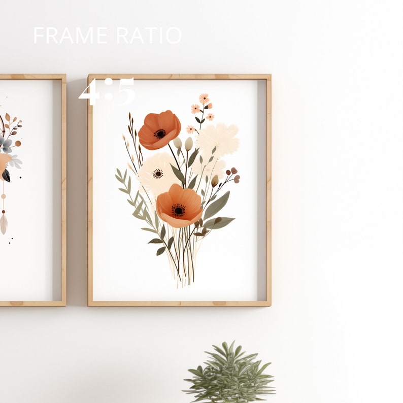 3 Frame Mockup 8x10, PSD Wall Mockup Frame, 8x10 Ratio, Boho Art Print Mockup, Poster Mockup, Scandinavian Mock up, Smart Object Mock-up zdjęcie 6