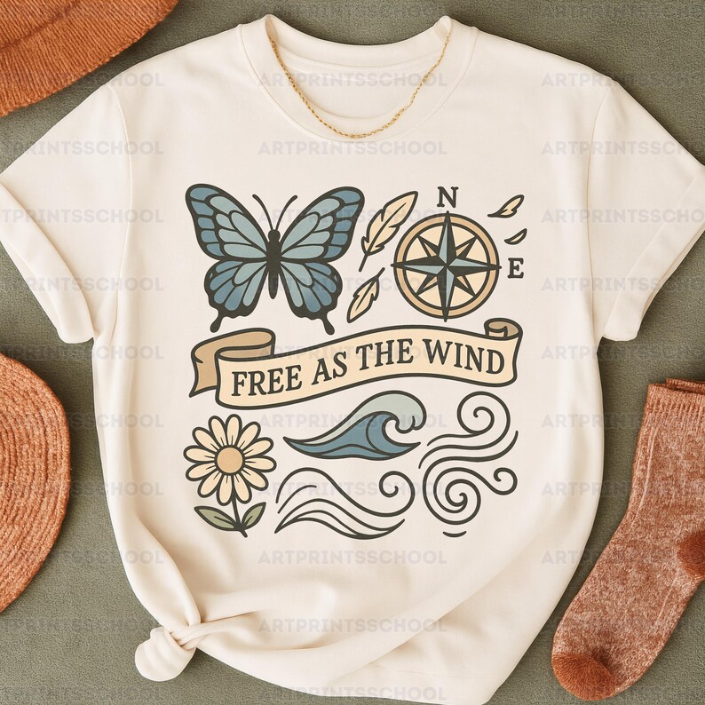 Boho Butterfly Compass PNG: Tattoo Flash Clipart for Wanderlust Designs ...