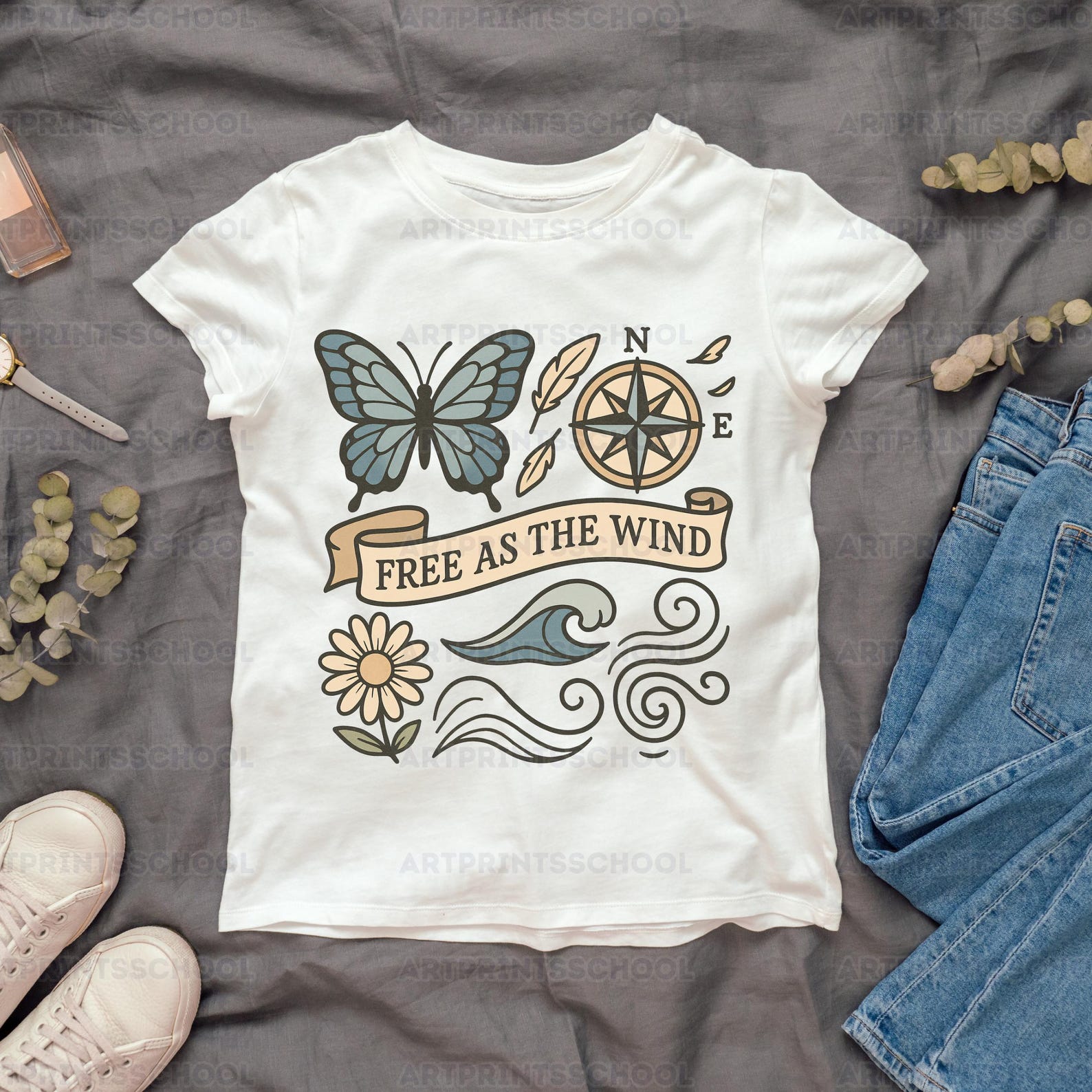 Boho Butterfly Compass PNG: Tattoo Flash Clipart for Wanderlust Designs ...