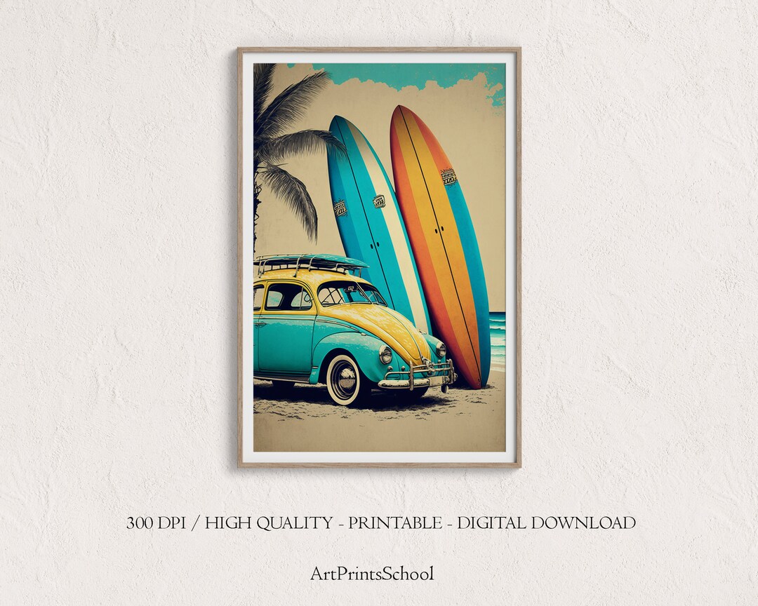Printable Surfboards Wall Art Surfboard on the Beach High Etsy