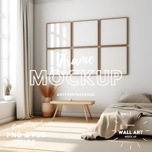 6 Frame Mockup | 6 Wall Art Mockup | Six Frame Mockup, Wall Frame Mockup Set of 6 | Wall Frame Mockup | Minimalist Mockup | PSD PNG, Digital