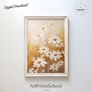 Daisy Oil Painting: Wildflower Botanical Art (Digital Download)