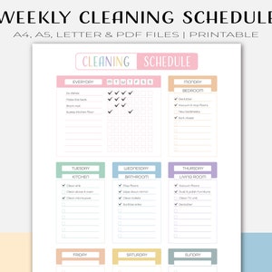 Editable Cleaning Schedule Printable Planner Cleaning - Etsy Australia