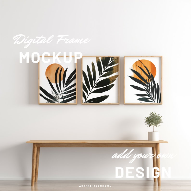 3 Frame Mockup 8x10, PSD Wall Mockup Frame, 8x10 Ratio, Boho Art Print Mockup, Poster Mockup, Scandinavian Mock up, Smart Object Mock-up zdjęcie 2