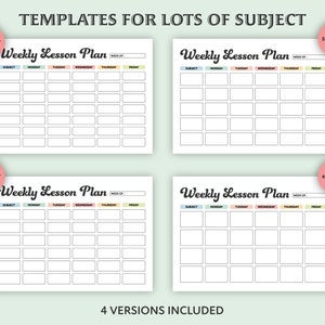 Editable Lesson Plan Template, Printable, Weekly Lesson Planner, Homeschool Teacher Planner, Weekly, Daily Plans, Academic Schedule image 2