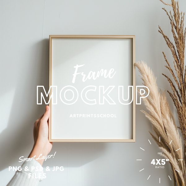 Frame Mockup 8x10 with Person, Frame Mockup Psd, 8X10 Frame Mockup, Wall Art Mockup, Poster Mockup, Minimalist Mockup, Photoshop Mockup