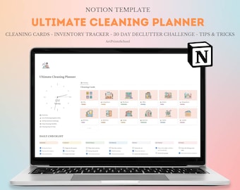 Notion Cleaning Planner Template, Chore Chart, Checklist (Digital Planner)