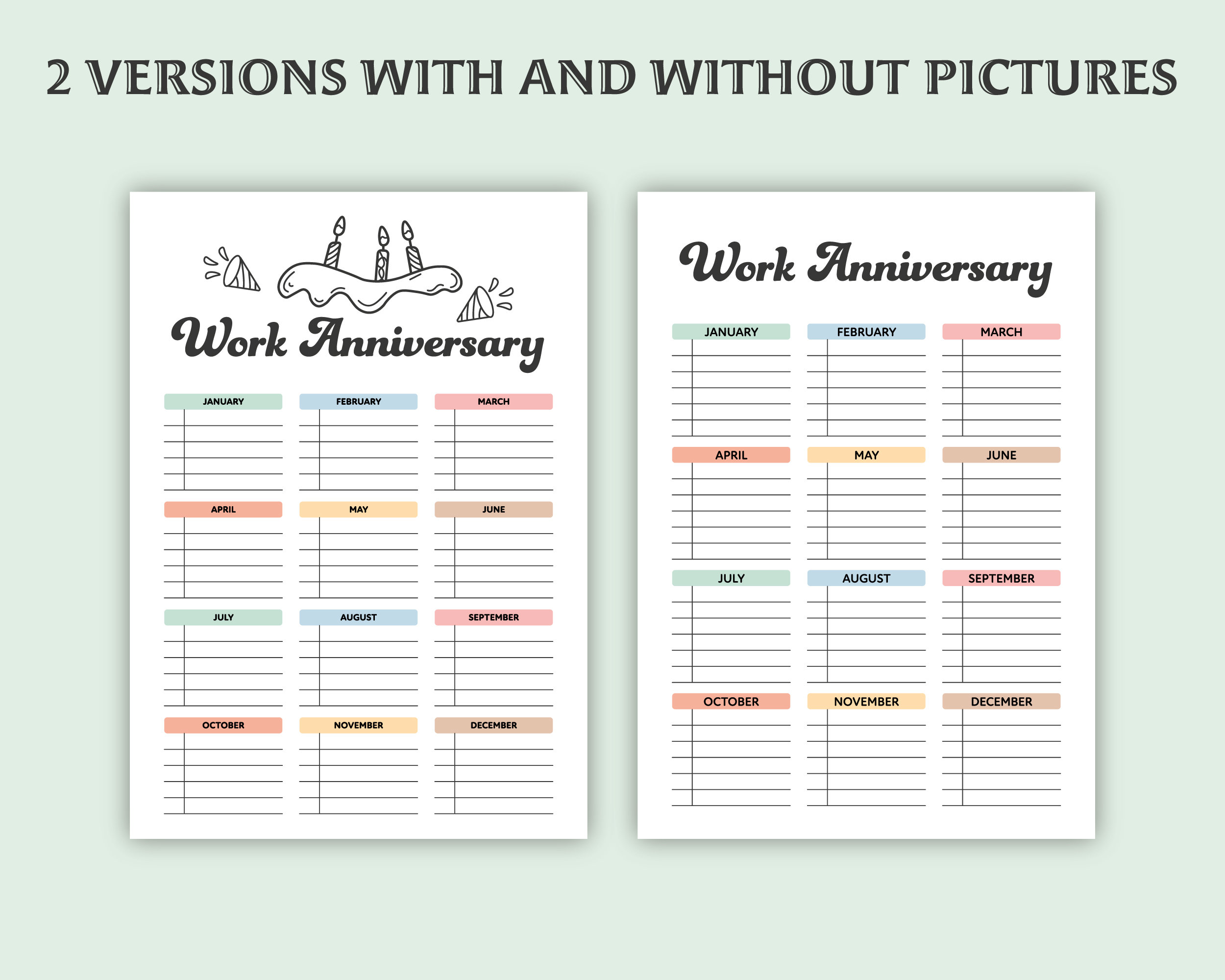 Editable Work Anniversary Tracker Printable Employee Chart - Etsy