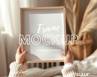 Frame Mockup With Child Person, 11x14 Nursery Frame Mockup, Kid Room Mockup, Children Room, Frame Mock Up, Wall Art Mockup, Poster Mockup