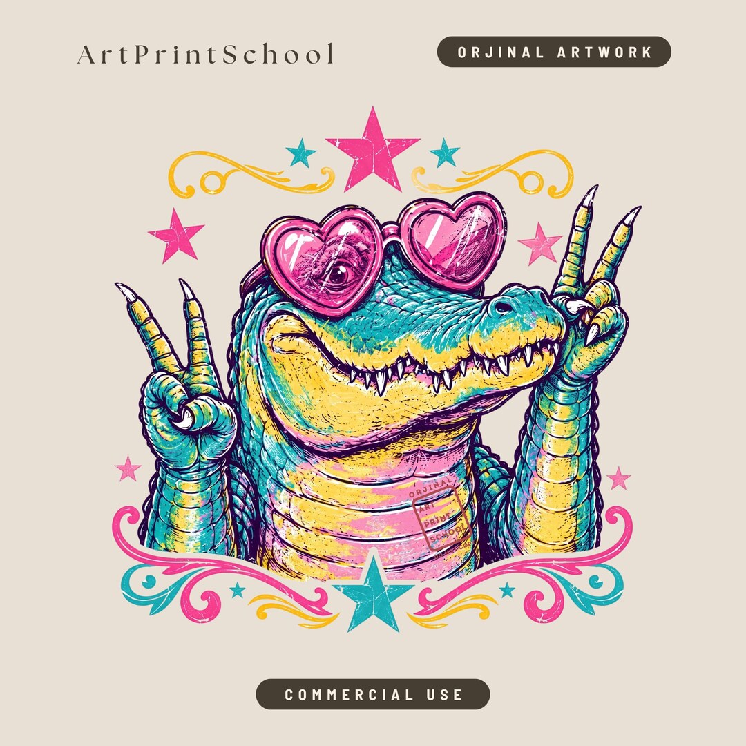 Peace Gator PNG, Groovy Alligator Shirt Design, Funny Summer Gator ...