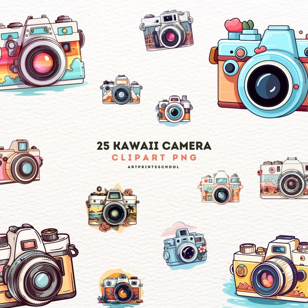 Kawaii Camera Clipart PNG | Camera PNG | Vintage Camera Art | Kawaii Vintage Camera Commercial Use | Camera Cricut Art, Digital Art