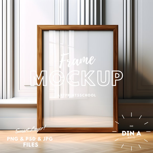 Frame mockup DIN, wallpaper mockup, frame mockup DIN A 4, vertical frame mockup, digital frame for print, frame on wooden floor, Digital