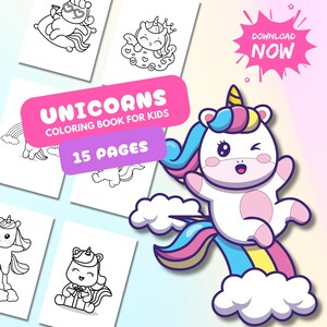 Niedliche Einhorn Malseiten, magische Fantasy Kunst, lustige druckbare Aktivität, wunderliche und niedliche Einhorn Designs für Kinder und Erwachsene