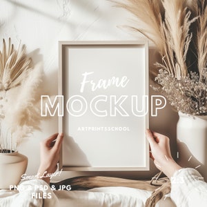 Maqueta de marco boho con persona, maqueta de arte de pared de relación 2x3, maqueta interior, maqueta de marco de arte boho, maqueta de impresión de arte, maquetas de marco psd