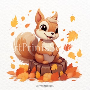Cute Squirrels Clipart Set, 26 Autumn Animal Art, PNG, 10 Baby Animal ...